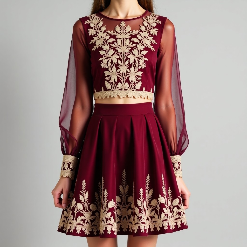 Royal Luxe Botanical Bloom Embroidered Women's Designer Co-Ord Set
