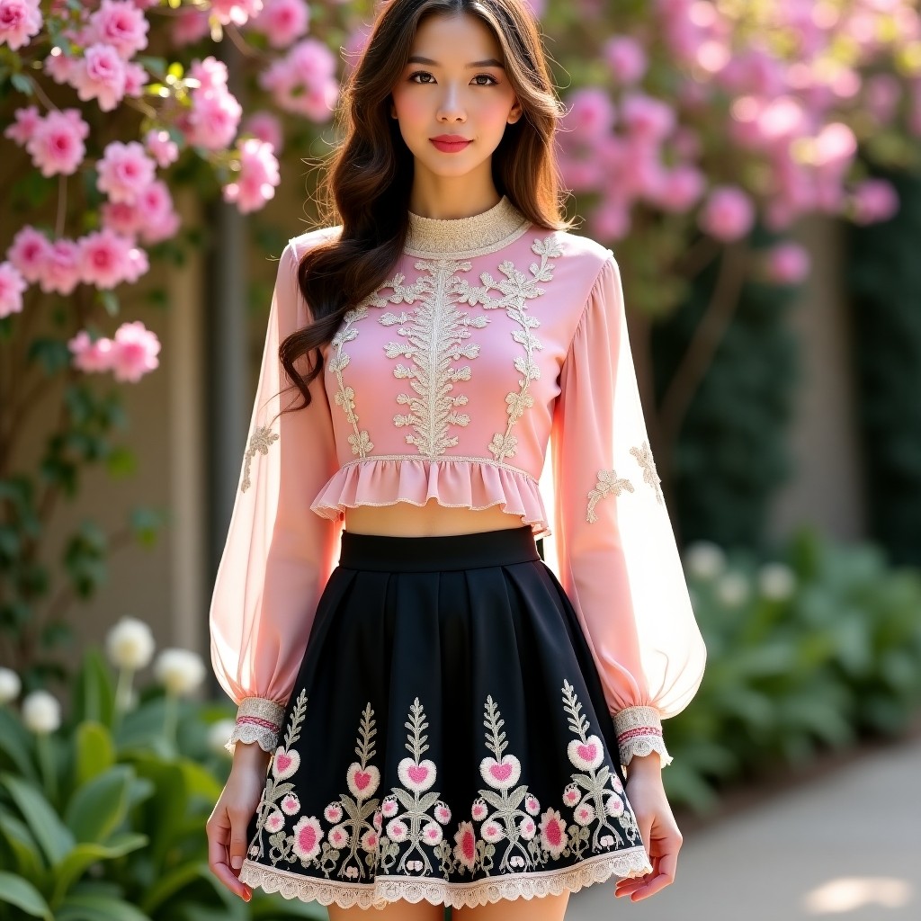 Imperial White Garden Embroidered Premium Boutique Outfit