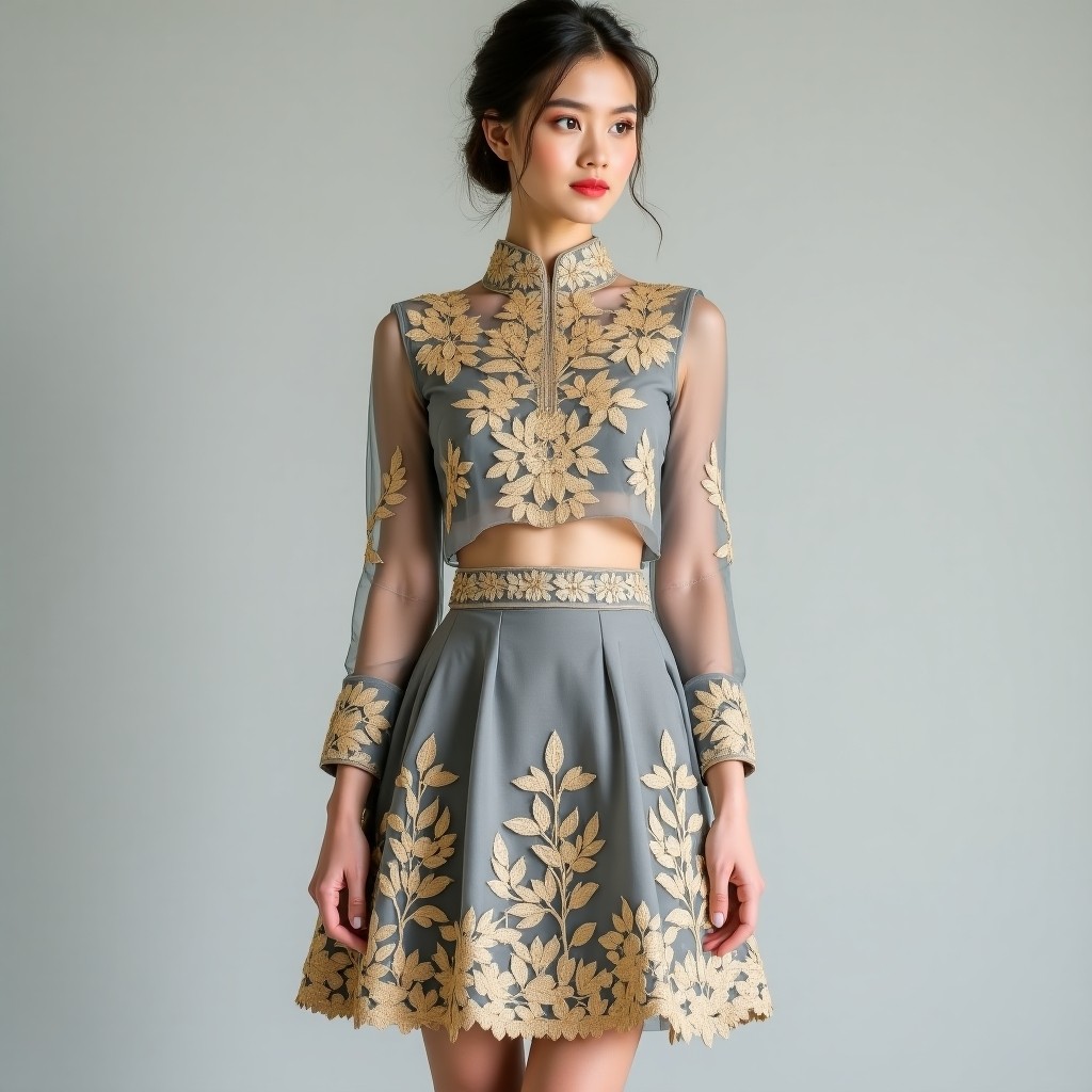 Majestic Heritage Rose Embroidered Premium Women's Set