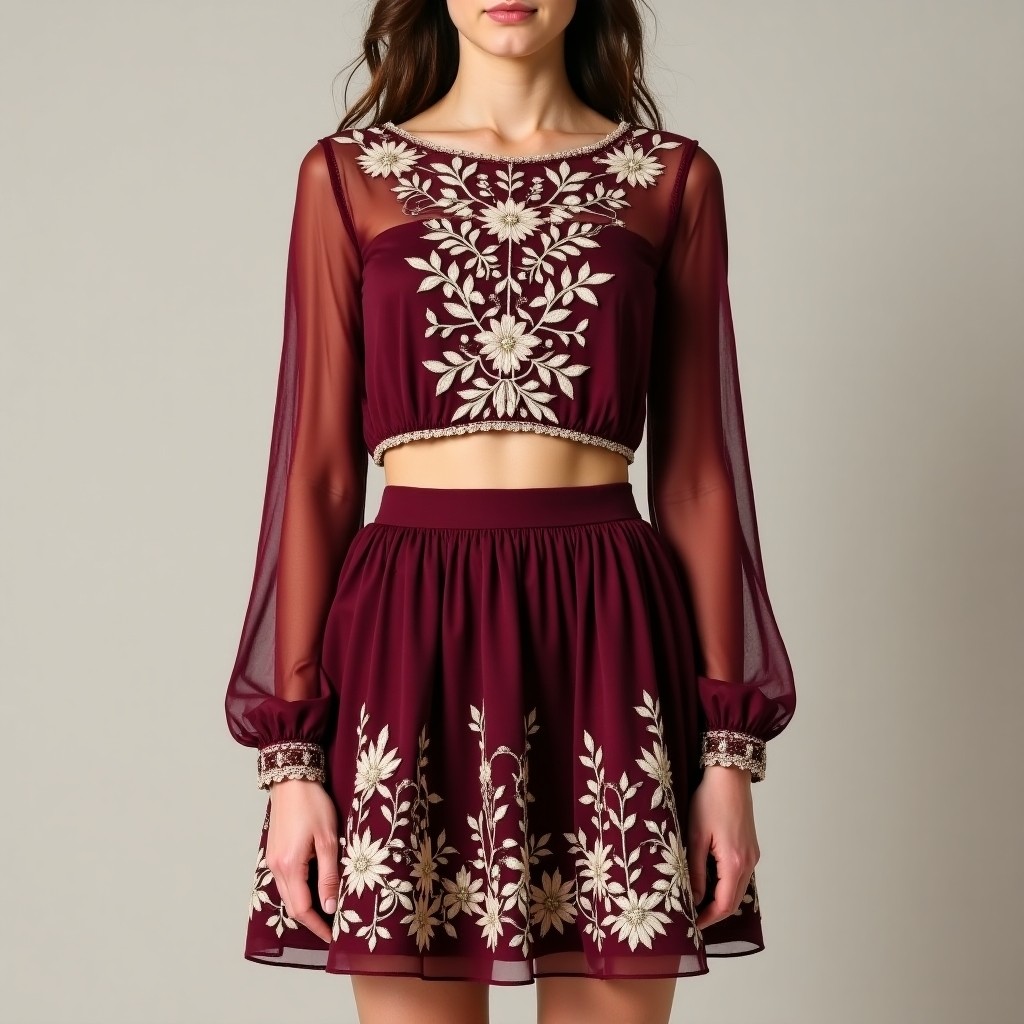 Elite Ivory Bloom Embroidered Women's Couture Set