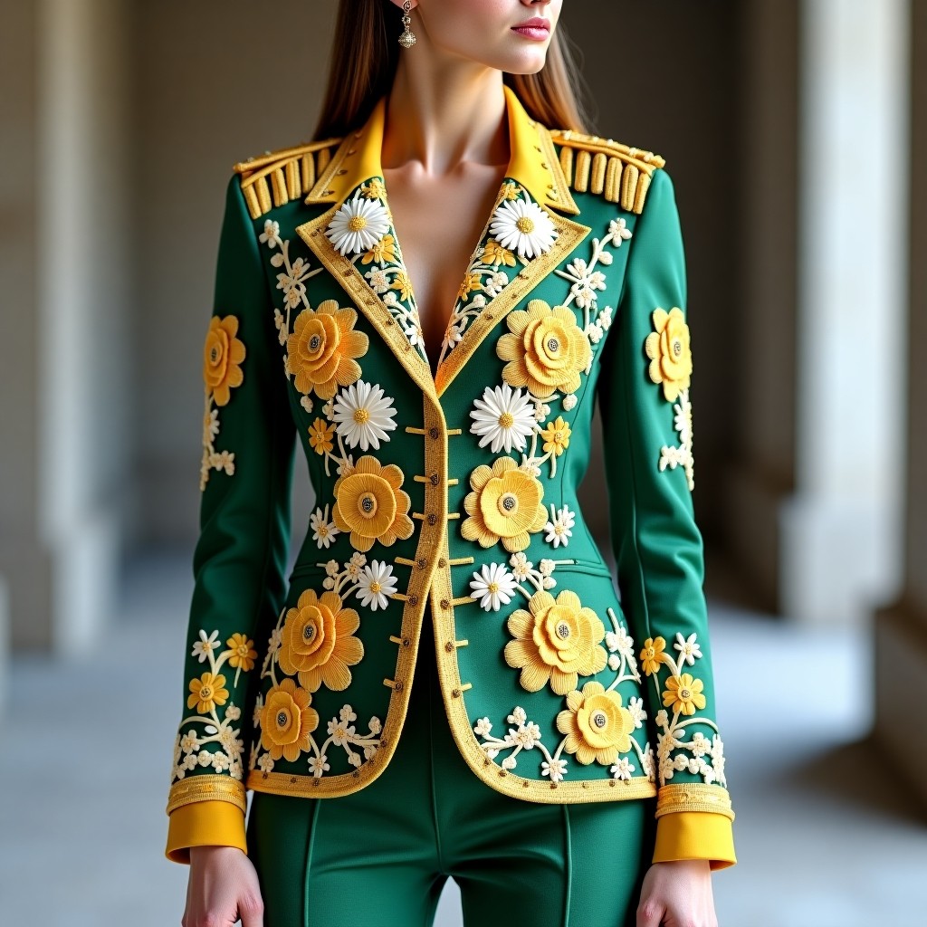 Floral Majesty Military Women's Designer Blazer