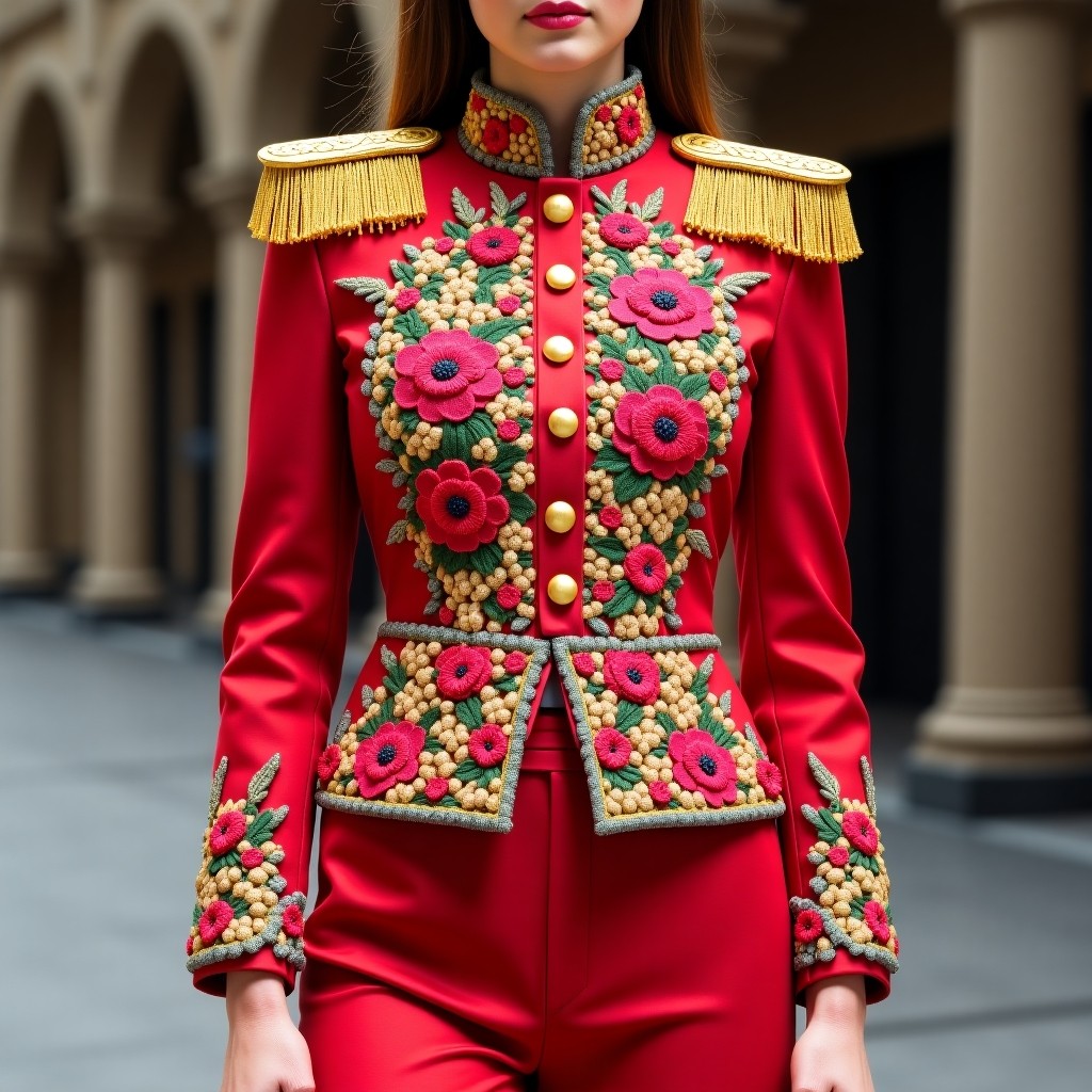 Royal Bird & Blossom Military Embroidered Blazer