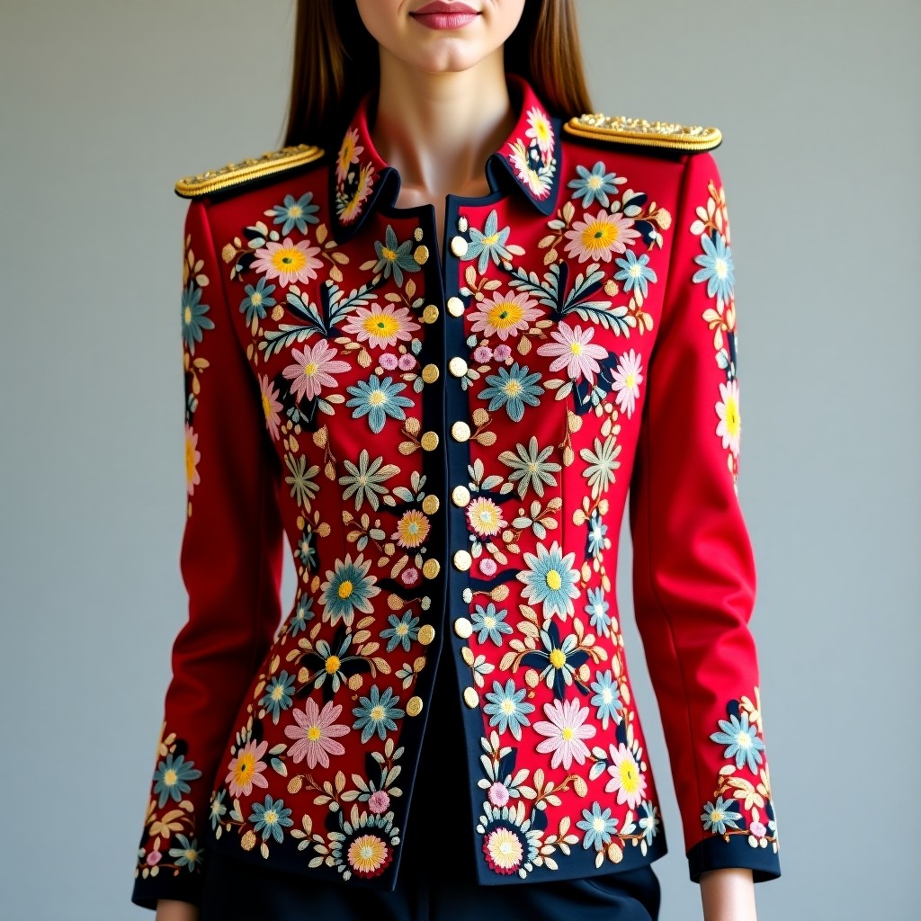 Royal Daisy Commander Women's Embroidered Jacket