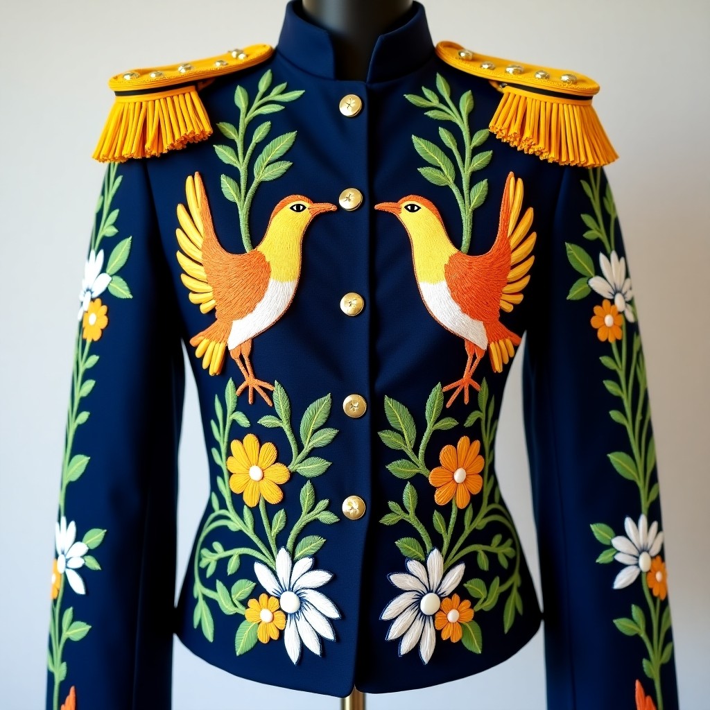 Diamond Royal Garden Military Women's Embroidered Blazer