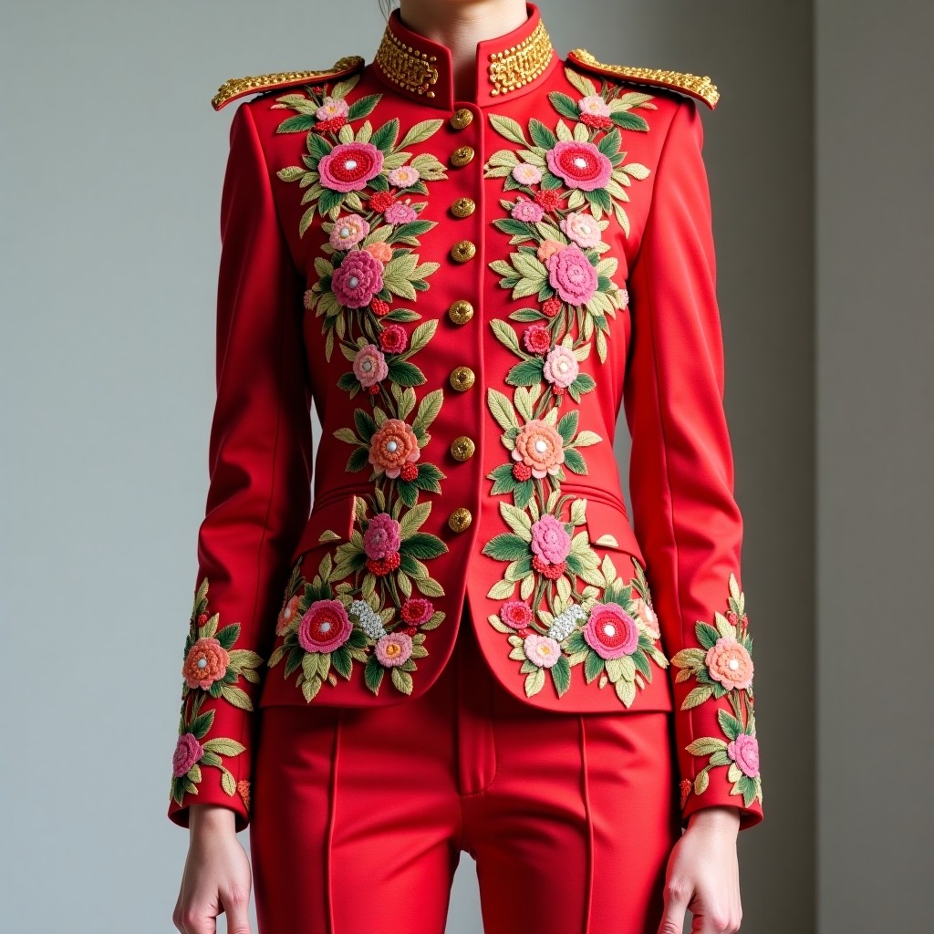 Imperial Floral Crown Women's Military Blazer