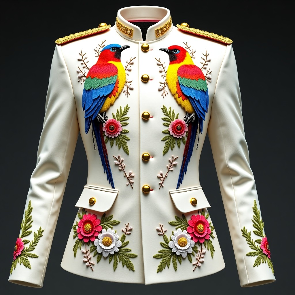 Royal Emerald Blossom Military Blazer