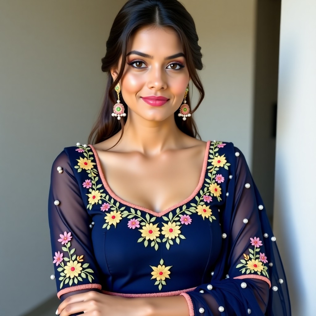 AI Modern Botanical Women's Blouse