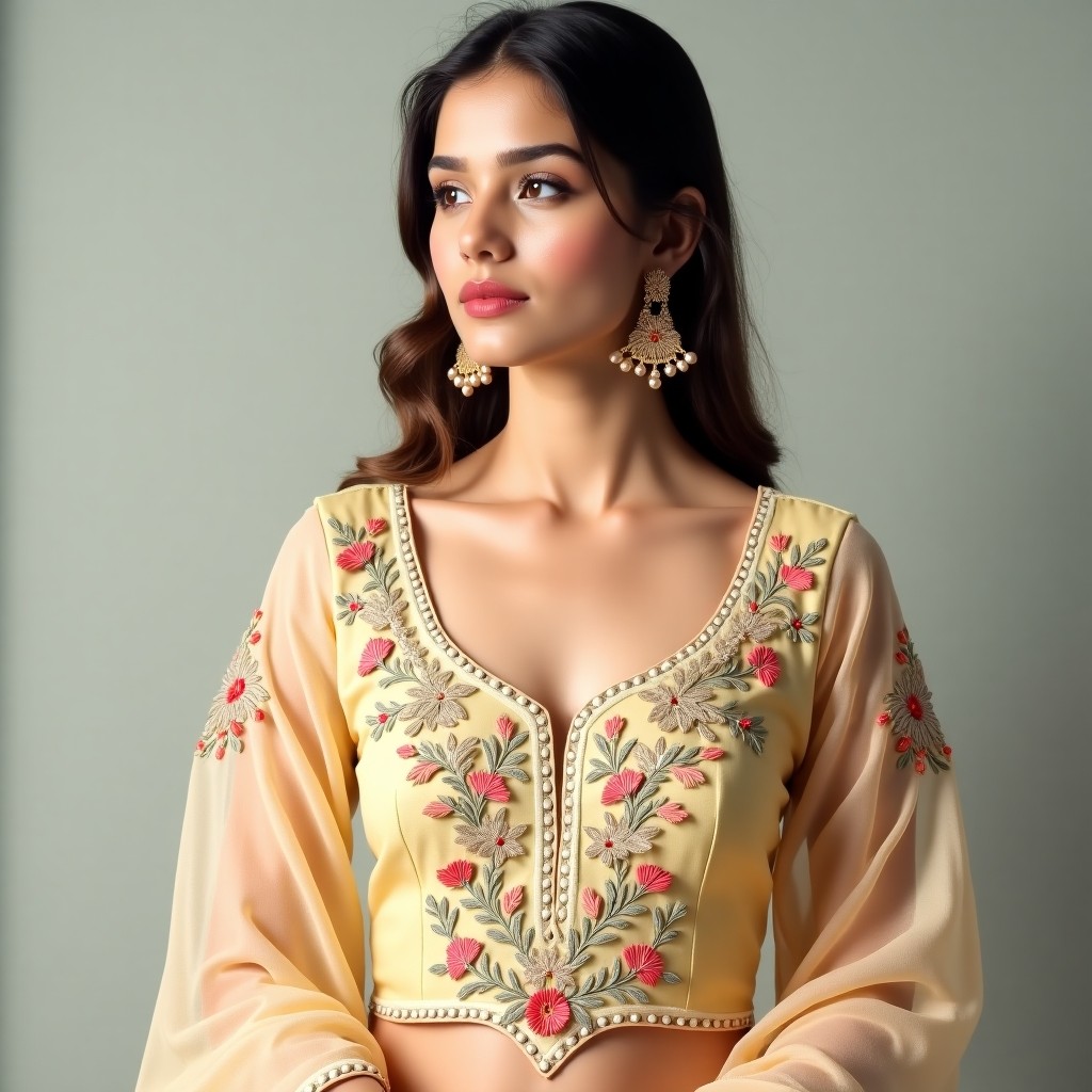 AI Golden Rose Elegance Women's Blouse