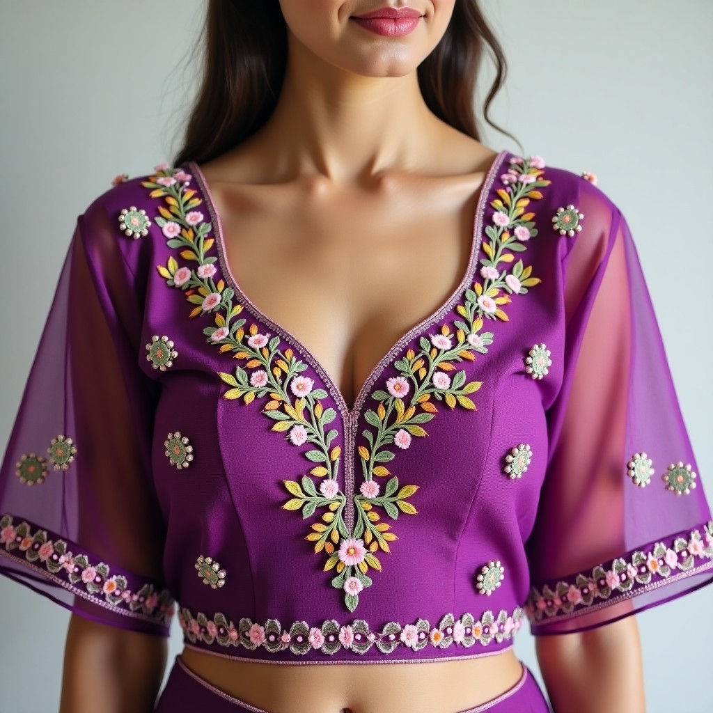 AI Emerald Garden Elegance Blouse