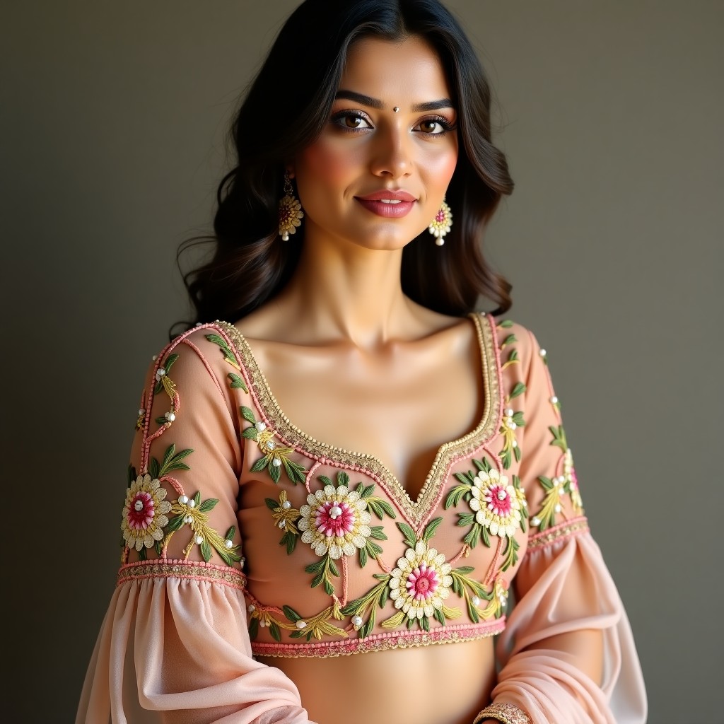 AI Golden Flora Elegance Women's Blouse