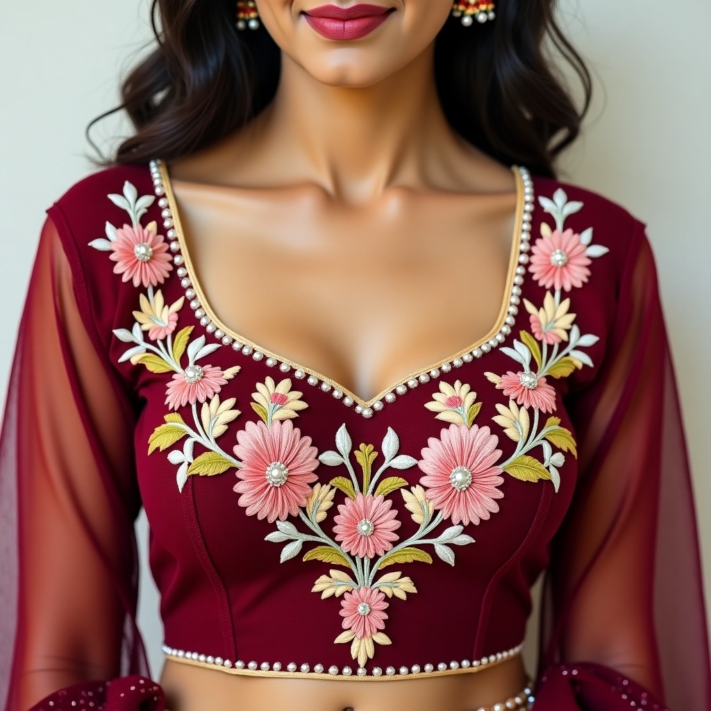 AI Emerald Rose Couture Women's Blouse