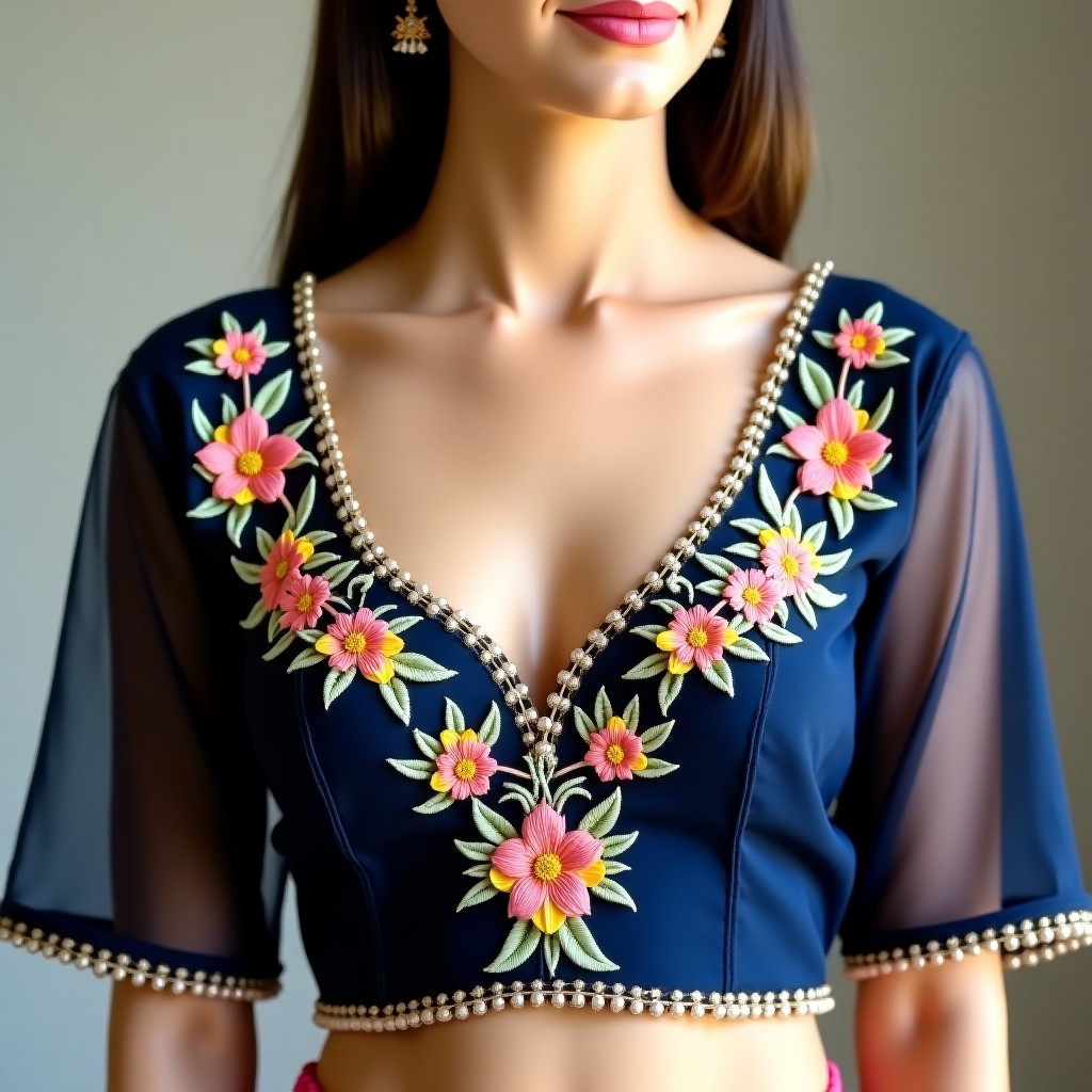 AI Royal Petal Garden Luxury Blouse