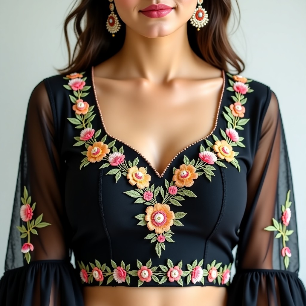 AI Emerald Floral Majesty Women's Blouse
