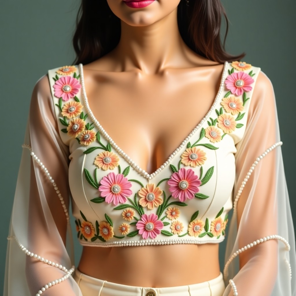 AI Royal Botanical Signature Blouse