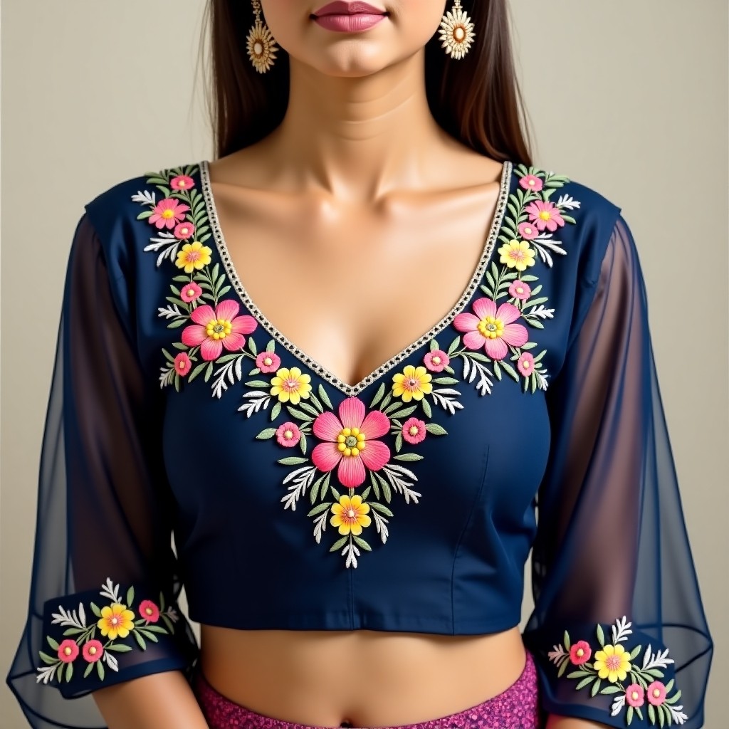 AI Floral Majesty Couture Blouse