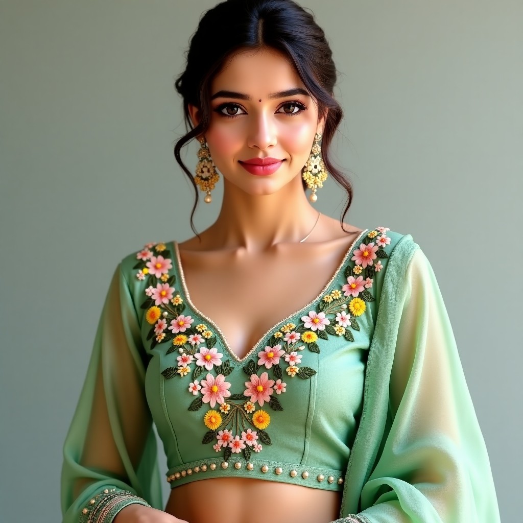 AI Royal Botanical Luxe Blouse
