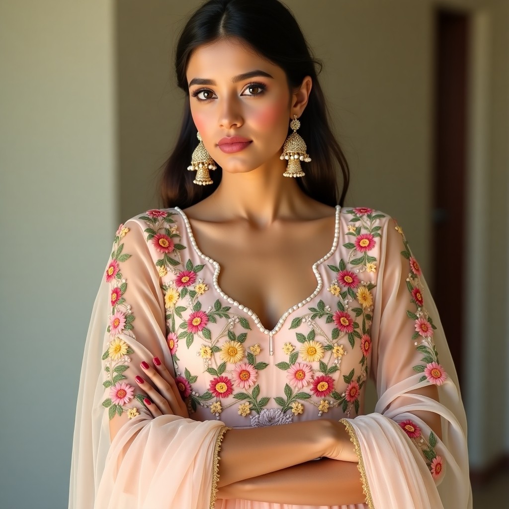 Floral Vine Collar Neckline Design
