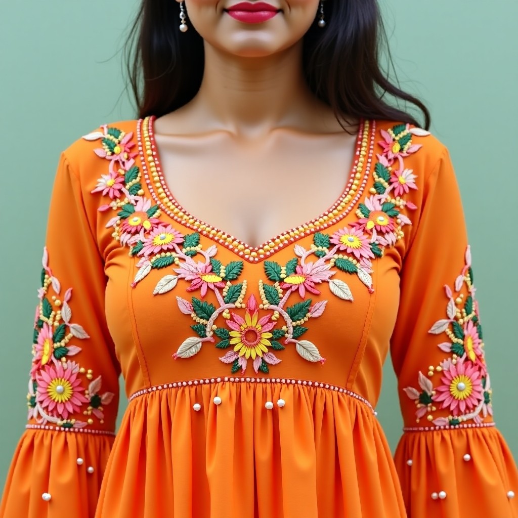 Floral Heritage Neckline Embroidery Design