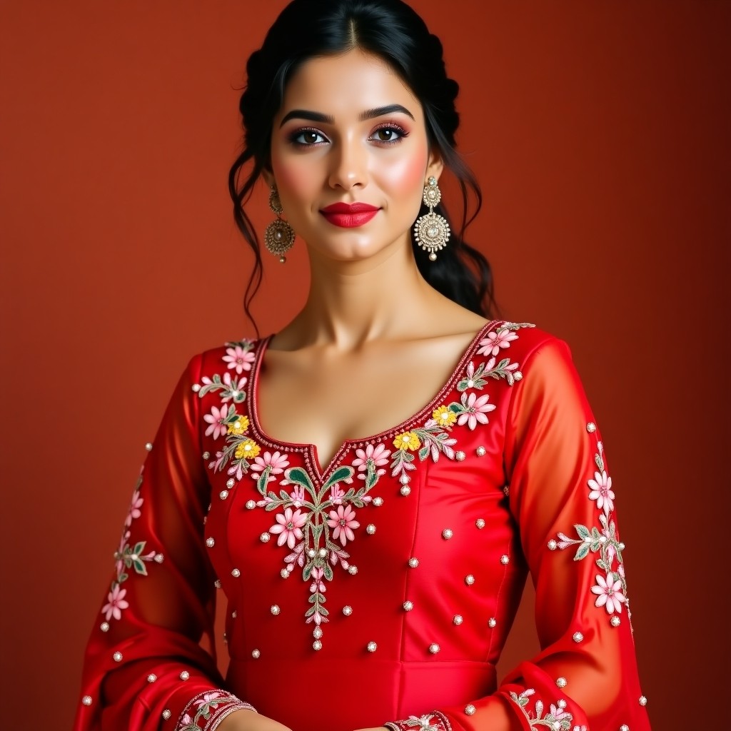 Premium Blossom Vine Neckline Design