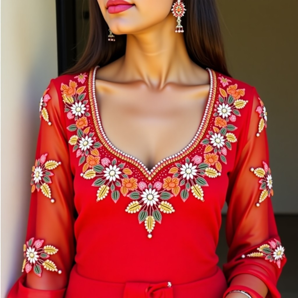 Elegant Floral Vine Frame Neckline