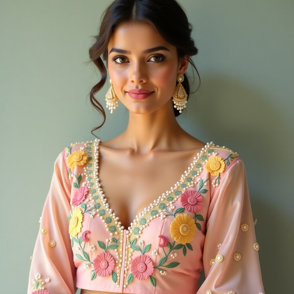 Royal Botanical Garden Neckline Embroidery
