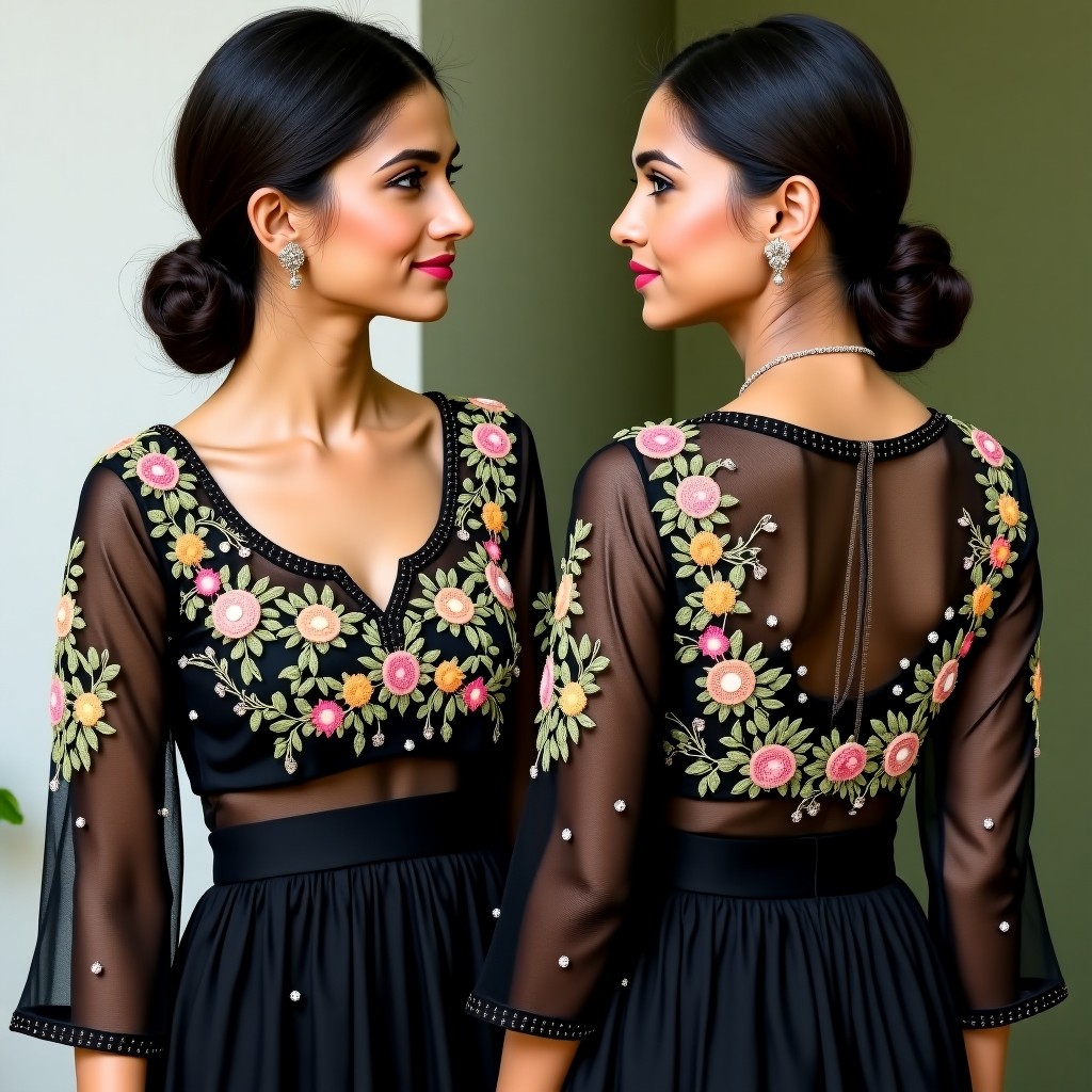 Elegant Rose Vine Frame Neckline