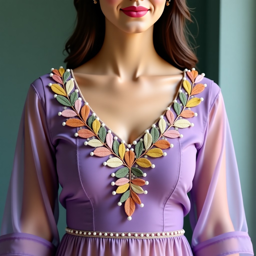 Royal Floral Petal Crown Neckline