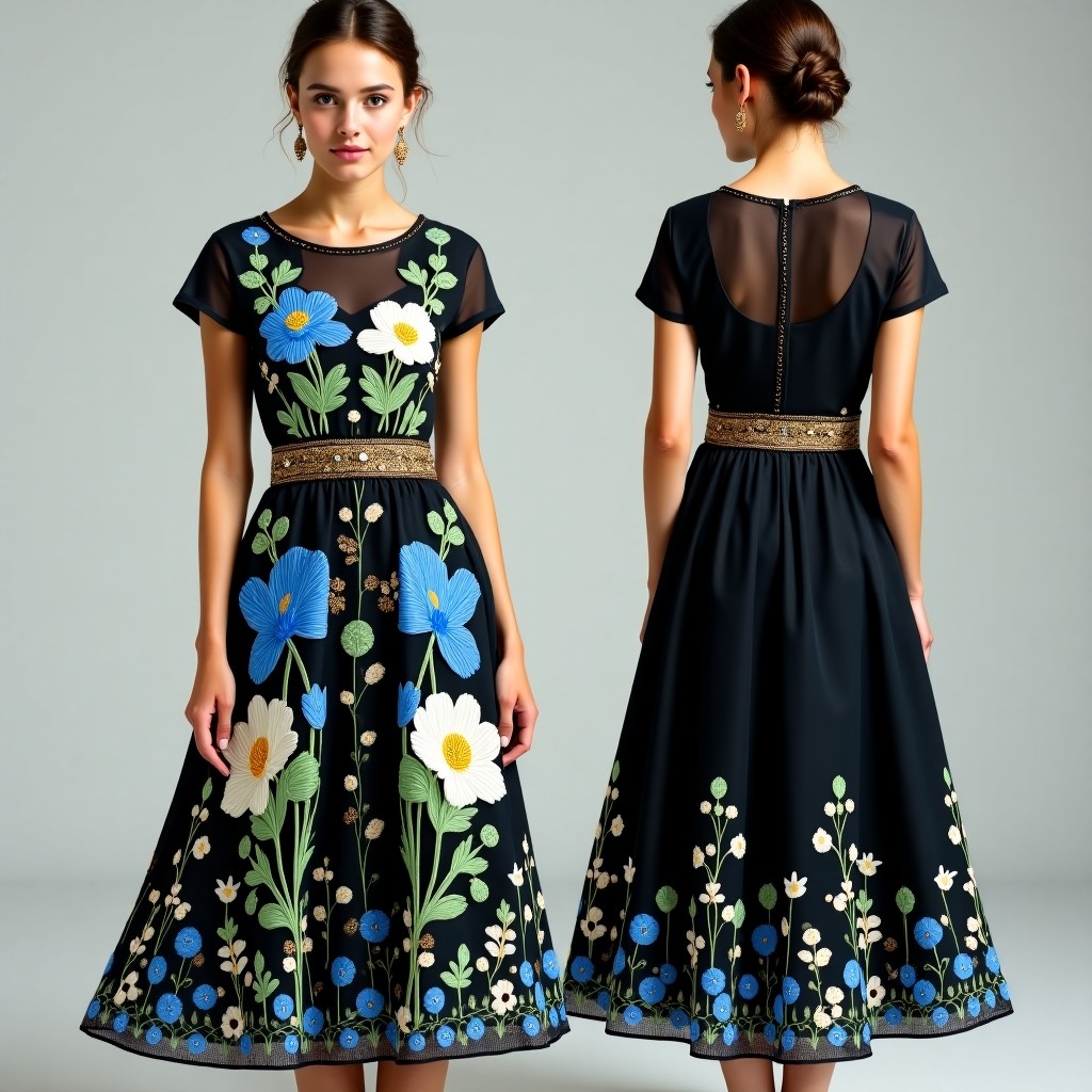 Midnight Garden Floral Dress