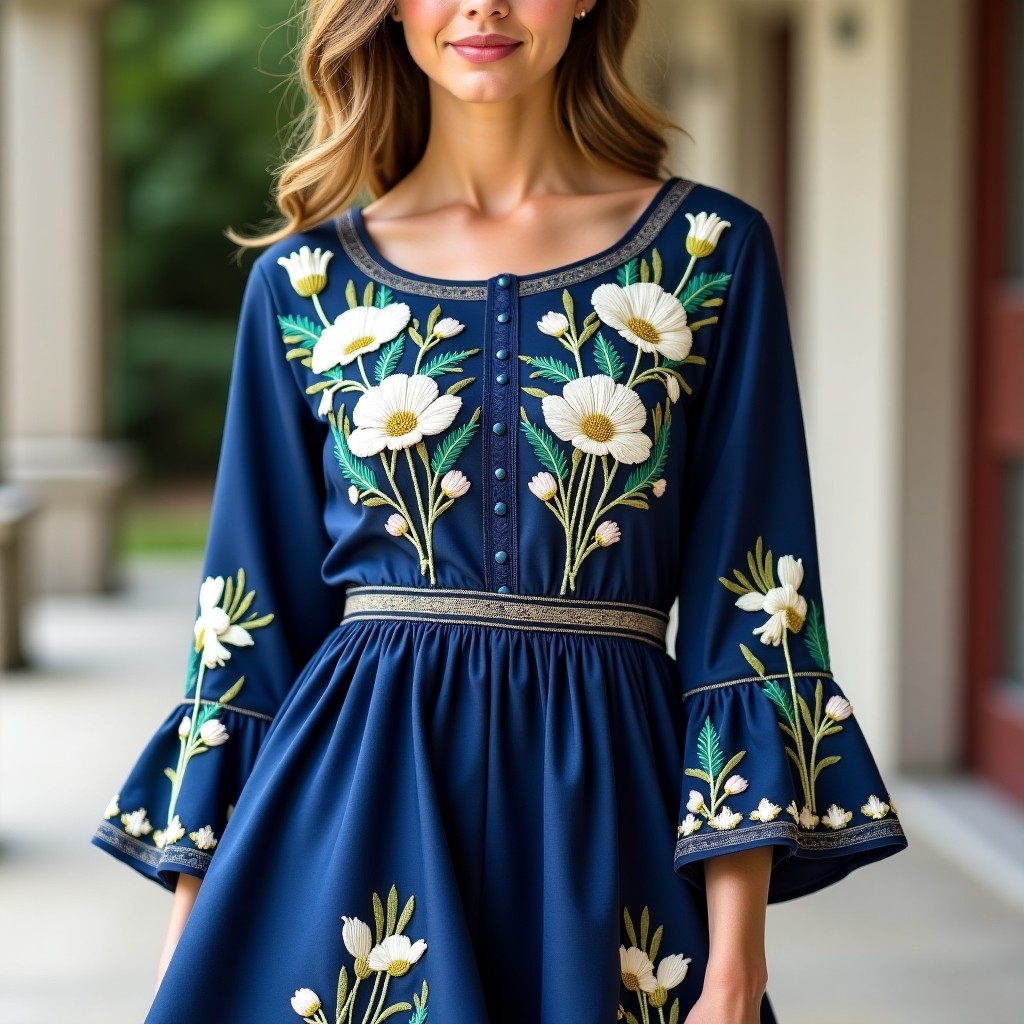 Blue Blossom Elegance Skater Dress