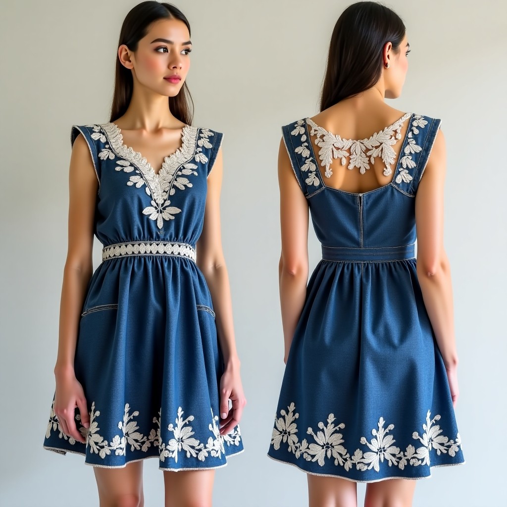 Floral Fantasy Embroidered Skater Dress