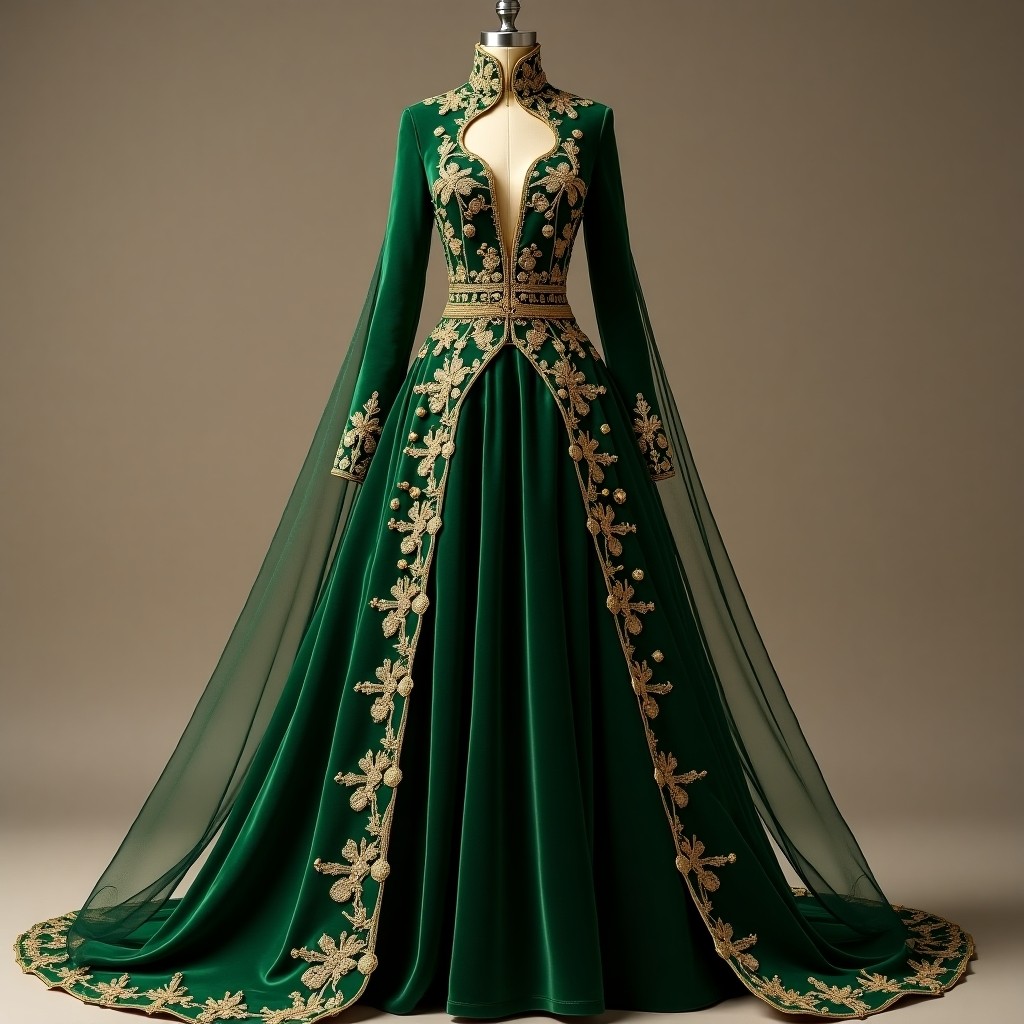 Victorian Golden Vine Ball Gown