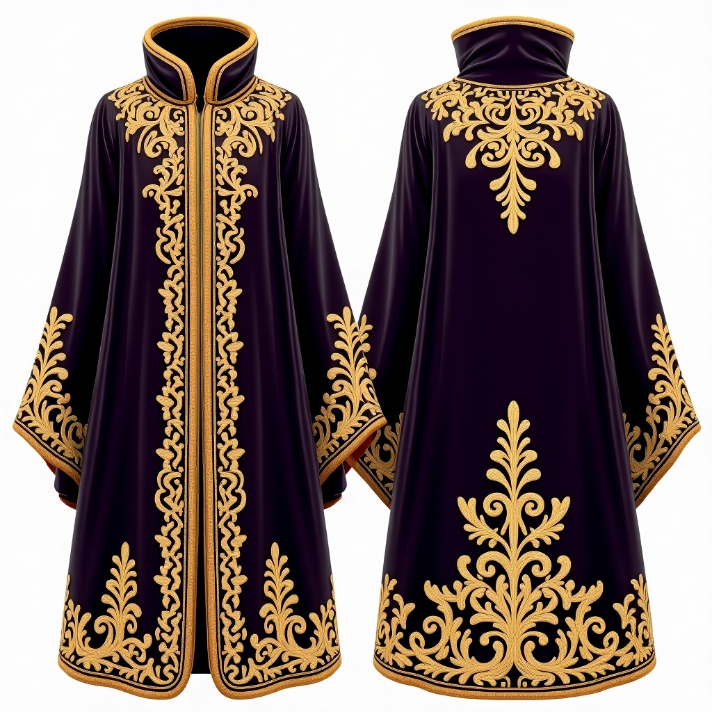 Royal Burgundy Vine Embroidered Abaya
