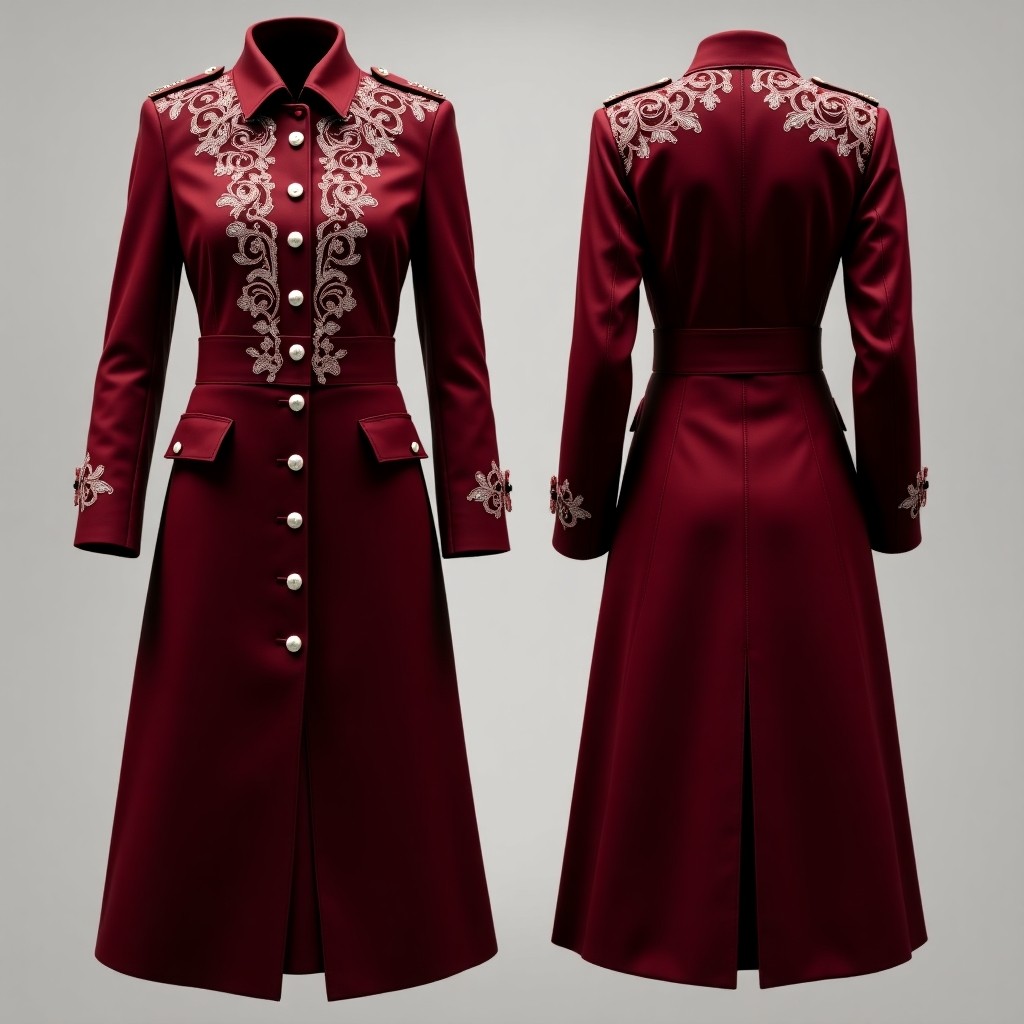 Floral Embroidered Burgundy Formal Maxi Gown