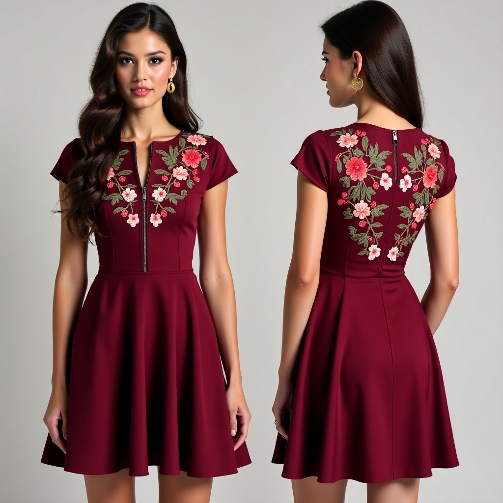 Royal Maroon Floral Abaya Inspired Gown