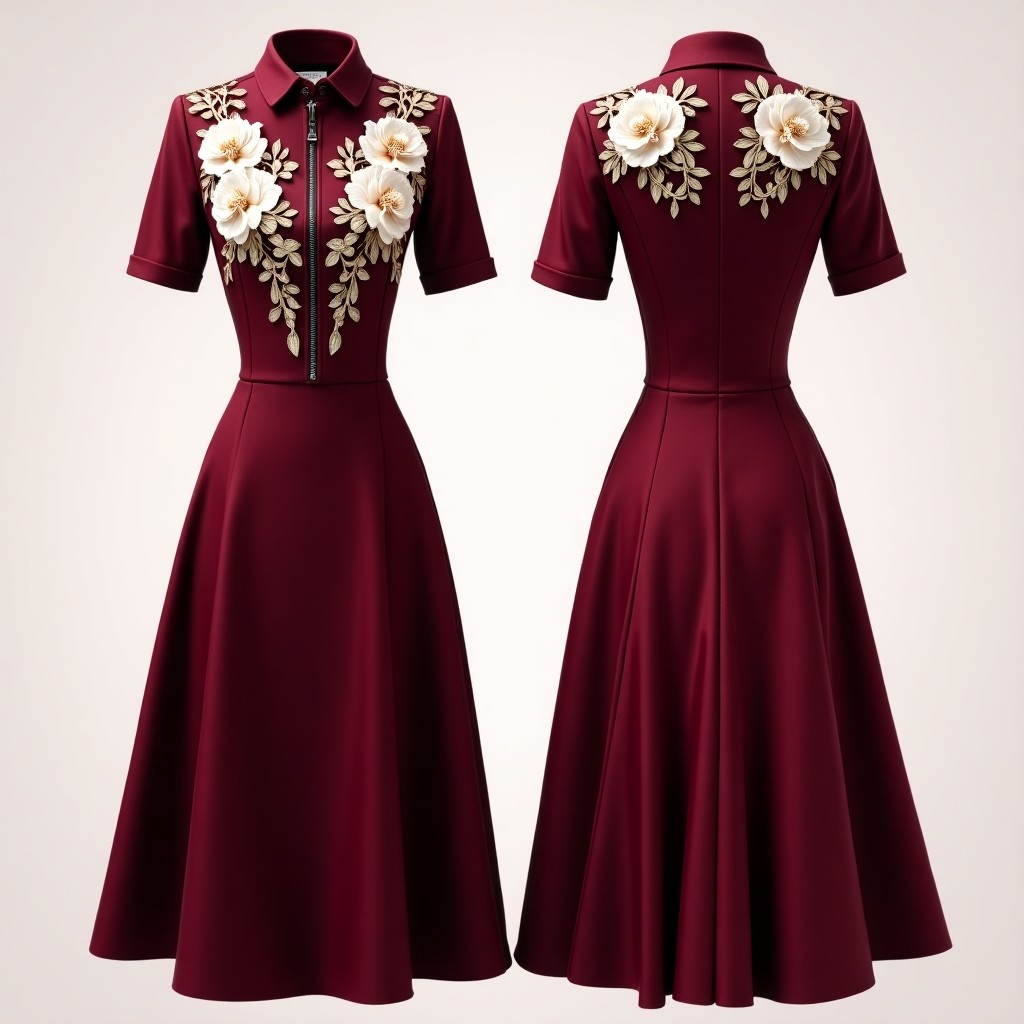 Floral Burgundy Abaya Inspired Formal Maxi