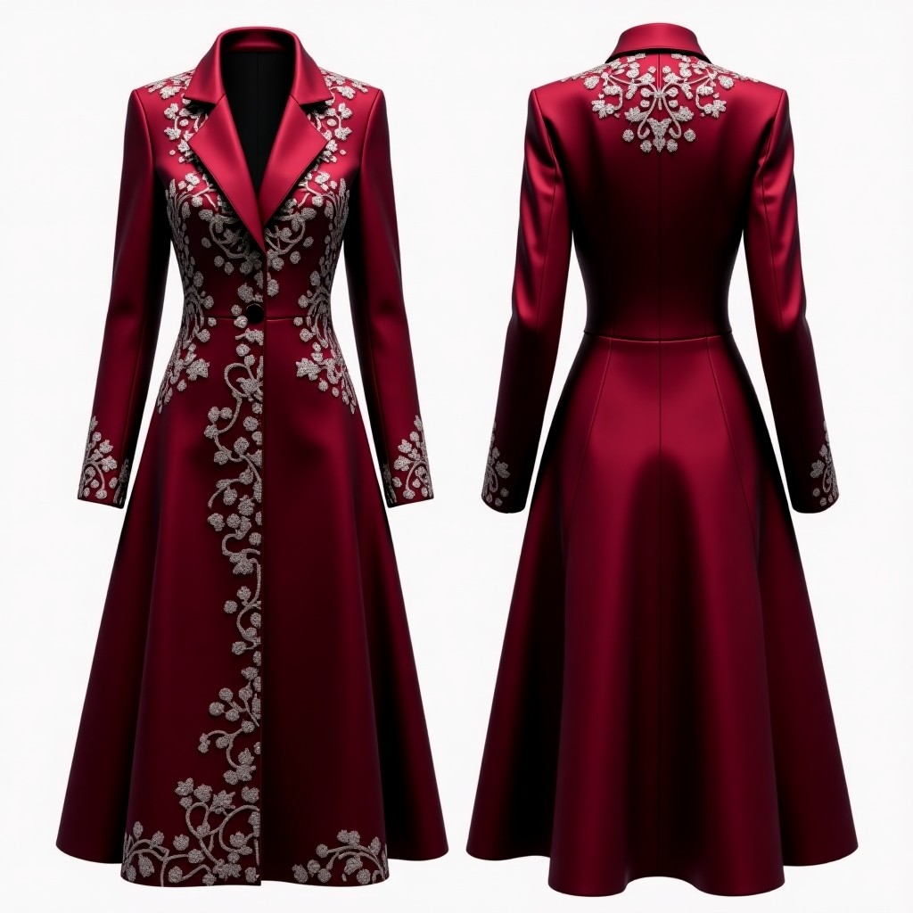 Royal Maroon Embroidered Evening Maxi