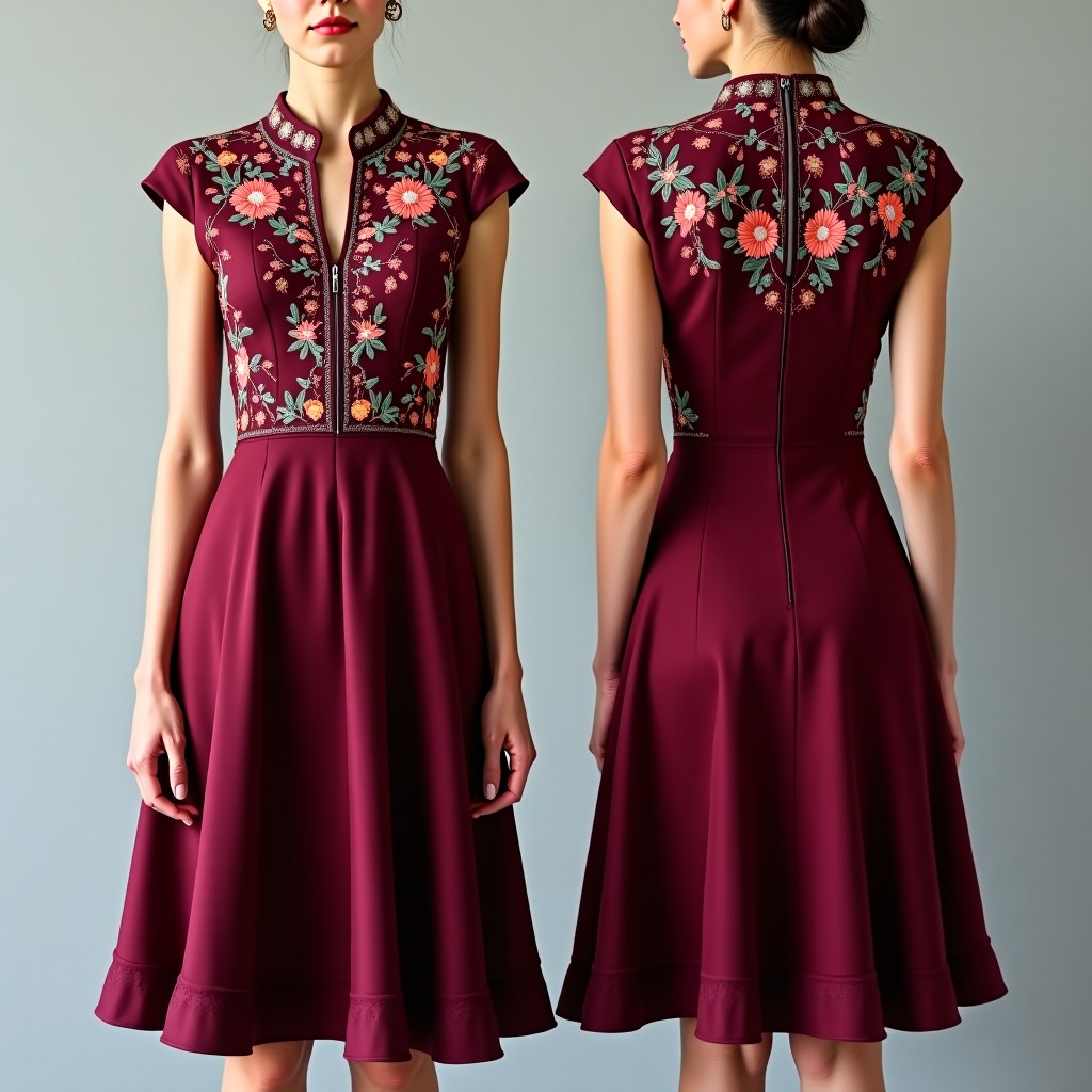 Burgundy Royal Blossom Maxi Gown