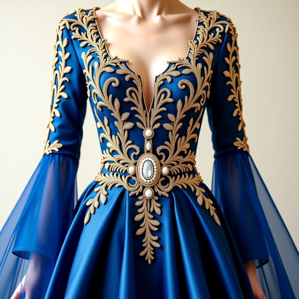 Royal Bloom Embroidered Maxi Dress