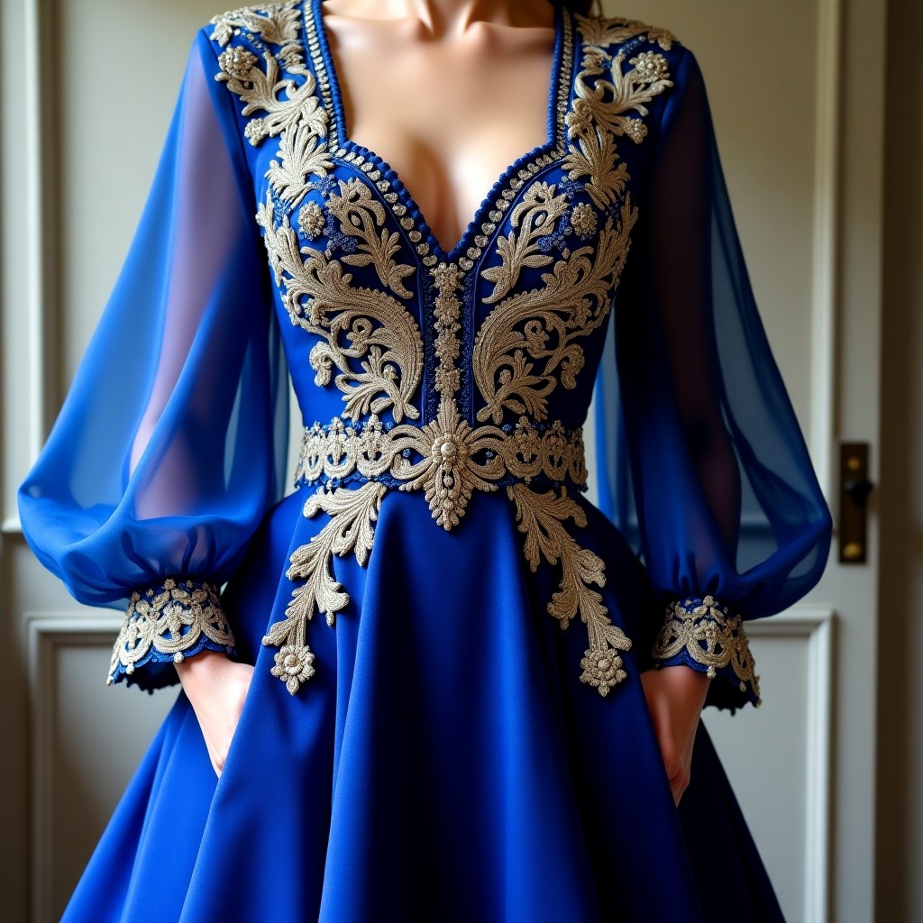 Royal Pearl Blossom Maxi Dress