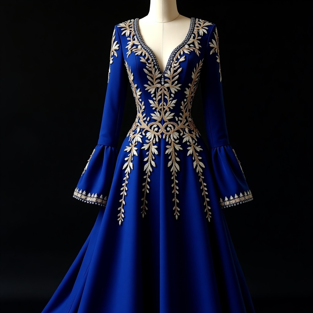 Royal Sapphire Floral Princess Gown