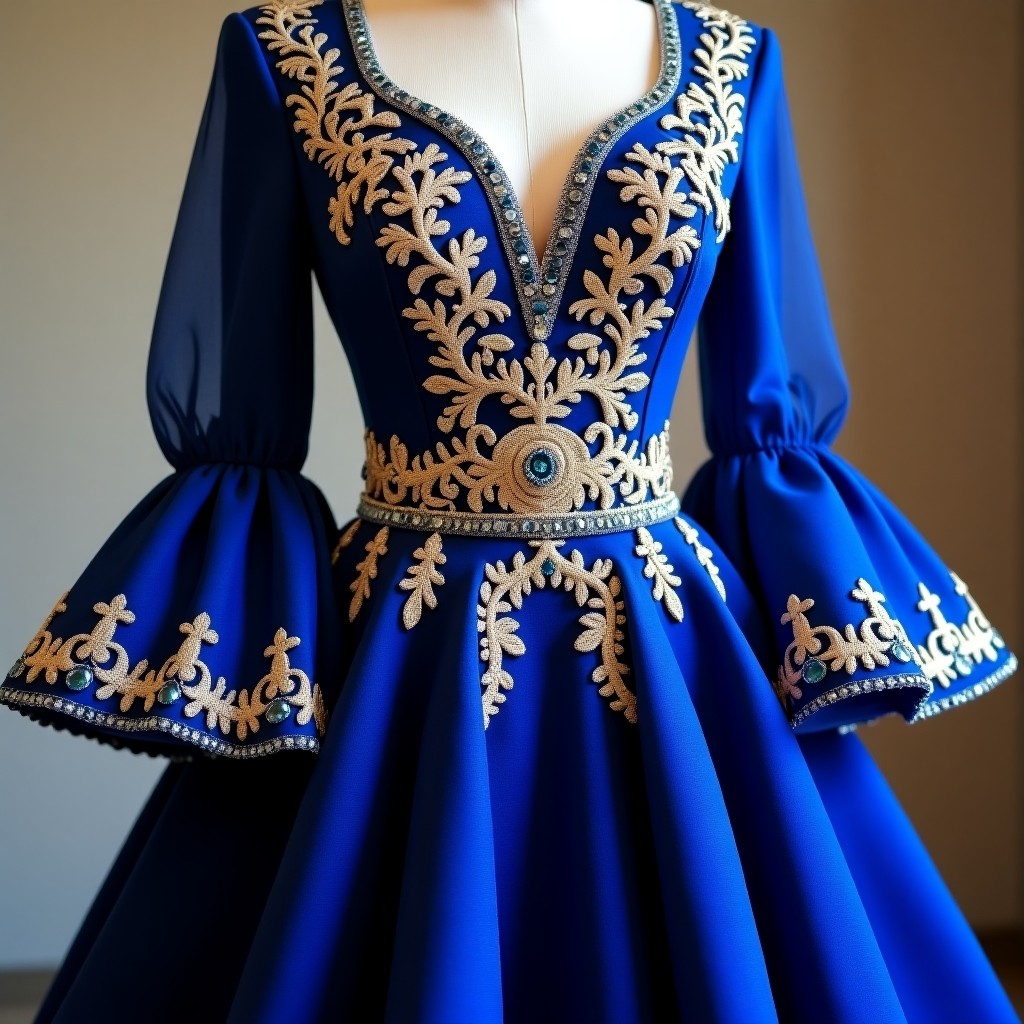 Royal Blue Golden Garden Dress