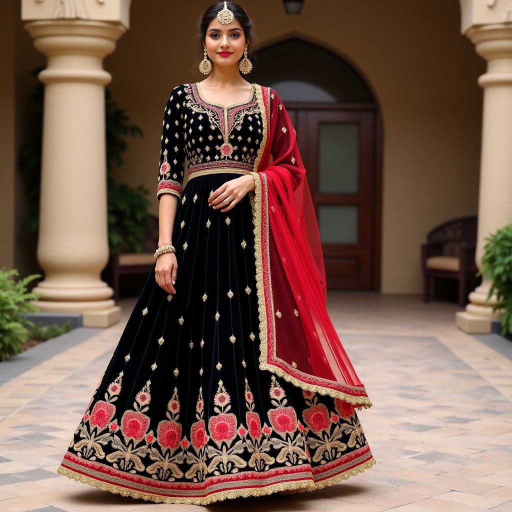 Elegant Golden Floral Lehenga