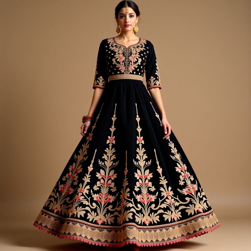Majestic Golden Blossom Couture Lehenga