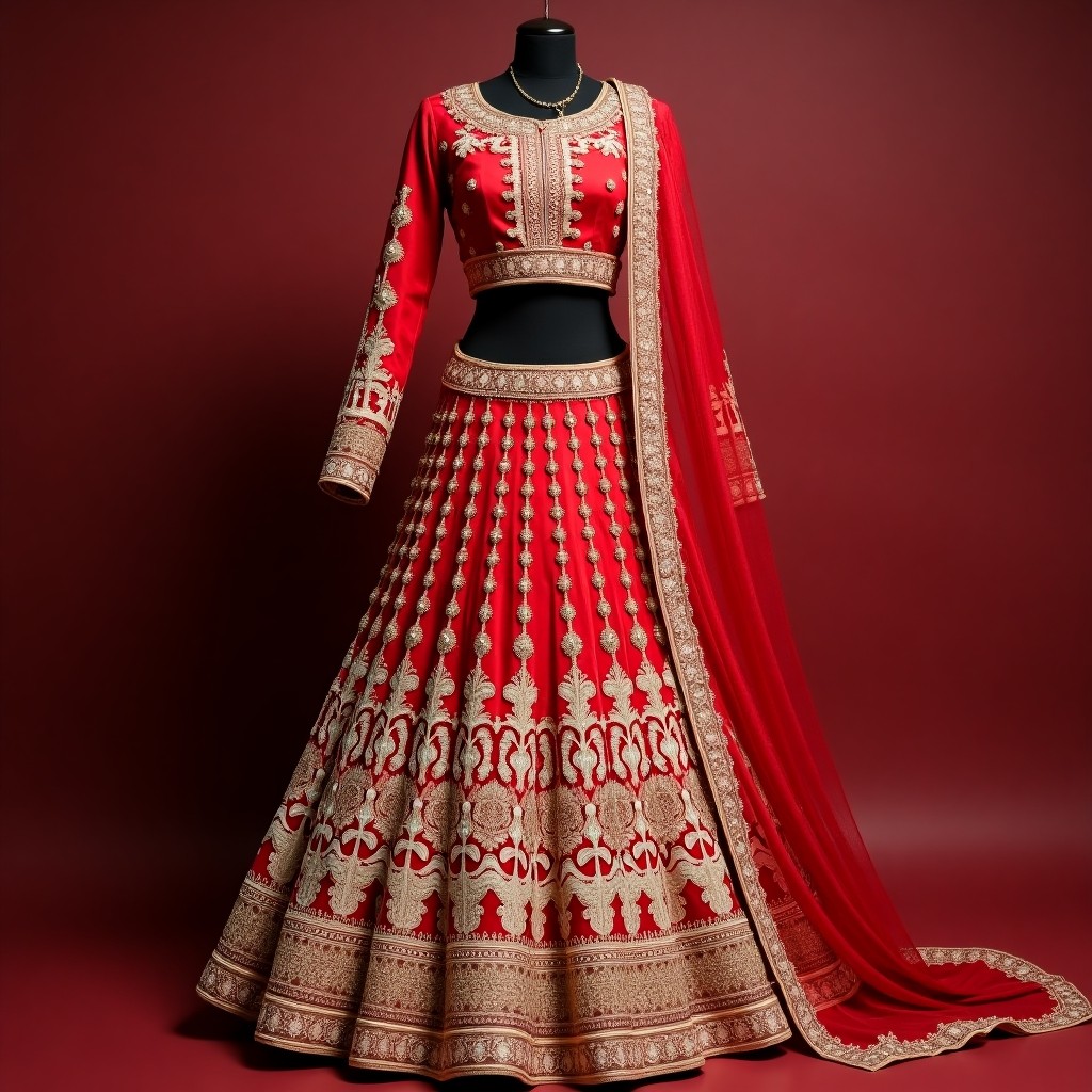 Elegant Golden Blossom Heritage Lehenga
