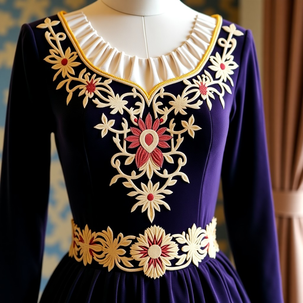 Royal Gold Vine Neck Dress