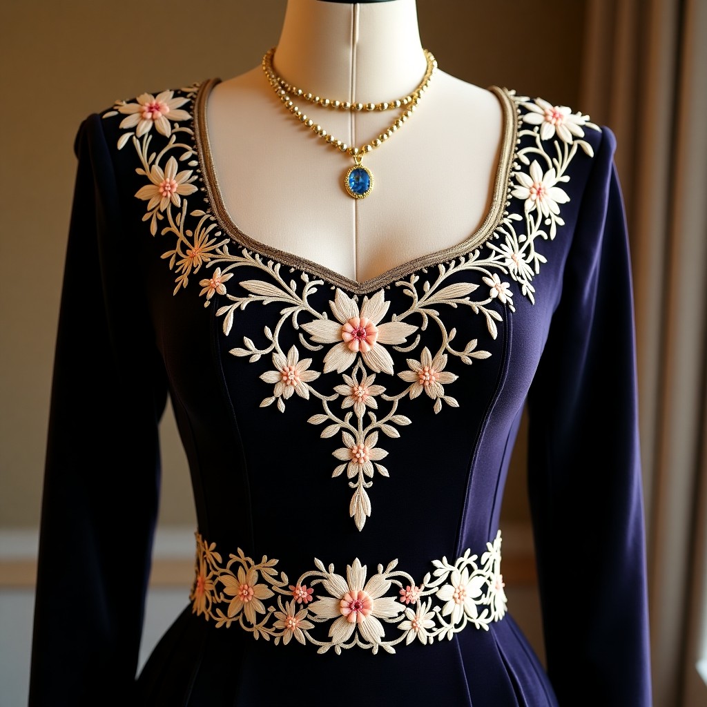 Versailles Inspired Floral Embroidery Dress