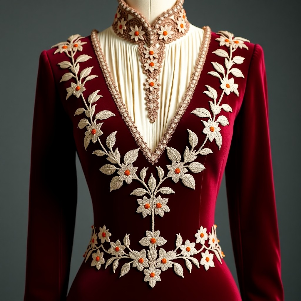Noble Fleur Royal Neck Dress