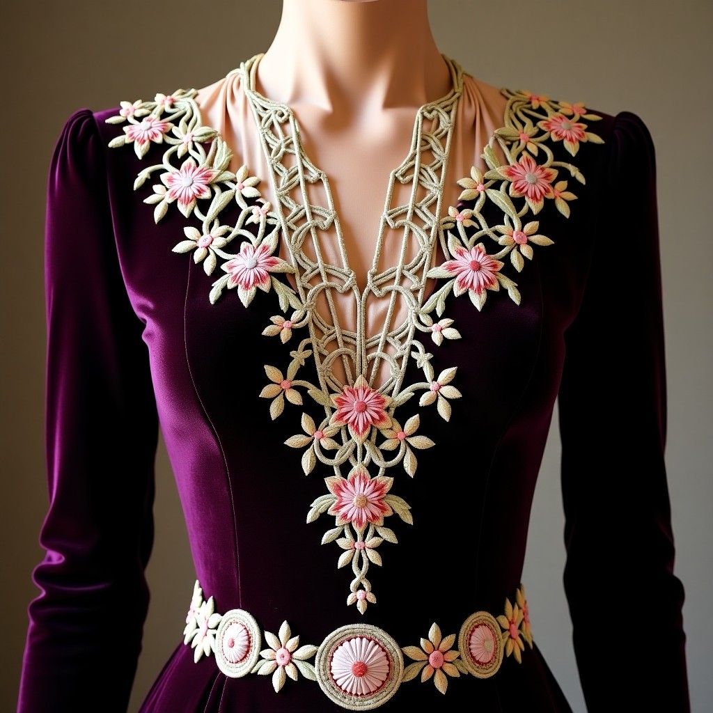 Elegant Fleur Royal Embroidered Dress