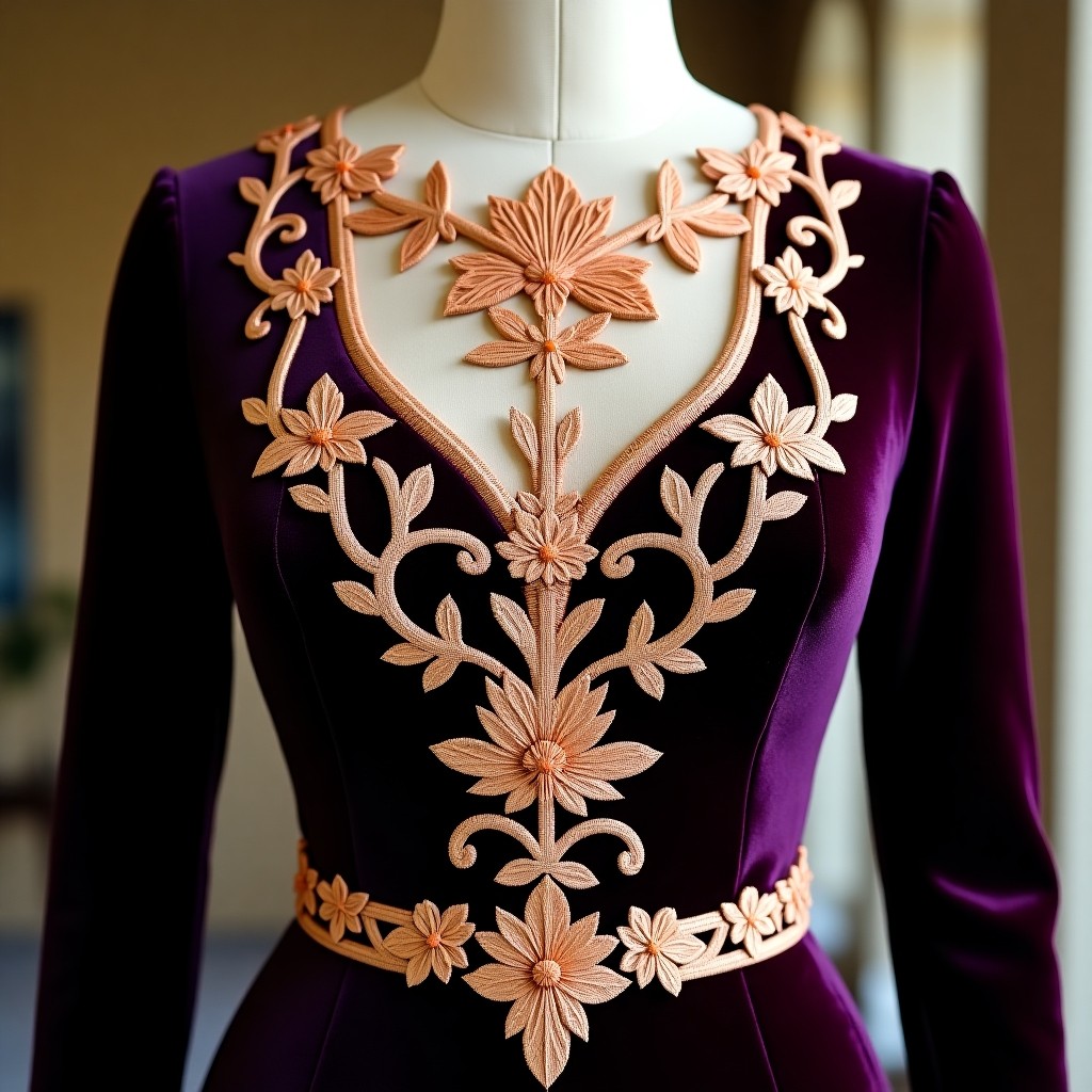 Royal Vine Blossom Fashion Gown