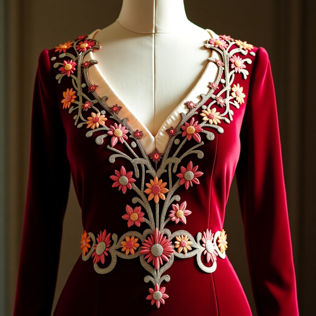 Noble Court Floral Embroidery Gown
